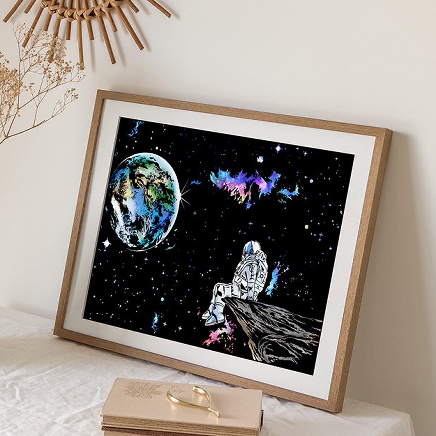 Space Series Scratch & Engraving Art Paper Kit (16"x11.2") for Teens & Adults - Rainbow Sketch Cosmos Astronaut Starry Sky Painting Painting