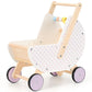 Pillowhale Wooden Baby Walker & Doll Stroller - Adjustable Handle Push Cart, Anti?Tip, Quiet Wheels, Pretend Shopping Cart - Montessori Wooden Walker