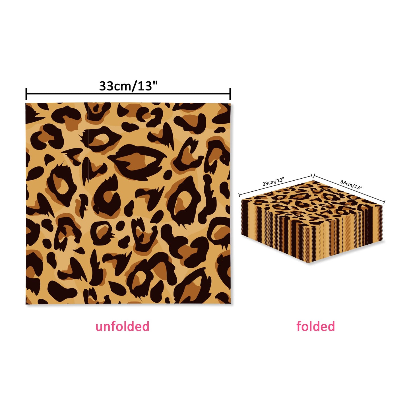 40pcs Animal Leopard Print Party Napkins Disposable Jungle Animal Print Tableware Dinner Napkin for Safari Leopard Themed Birthday Baby Shower Party