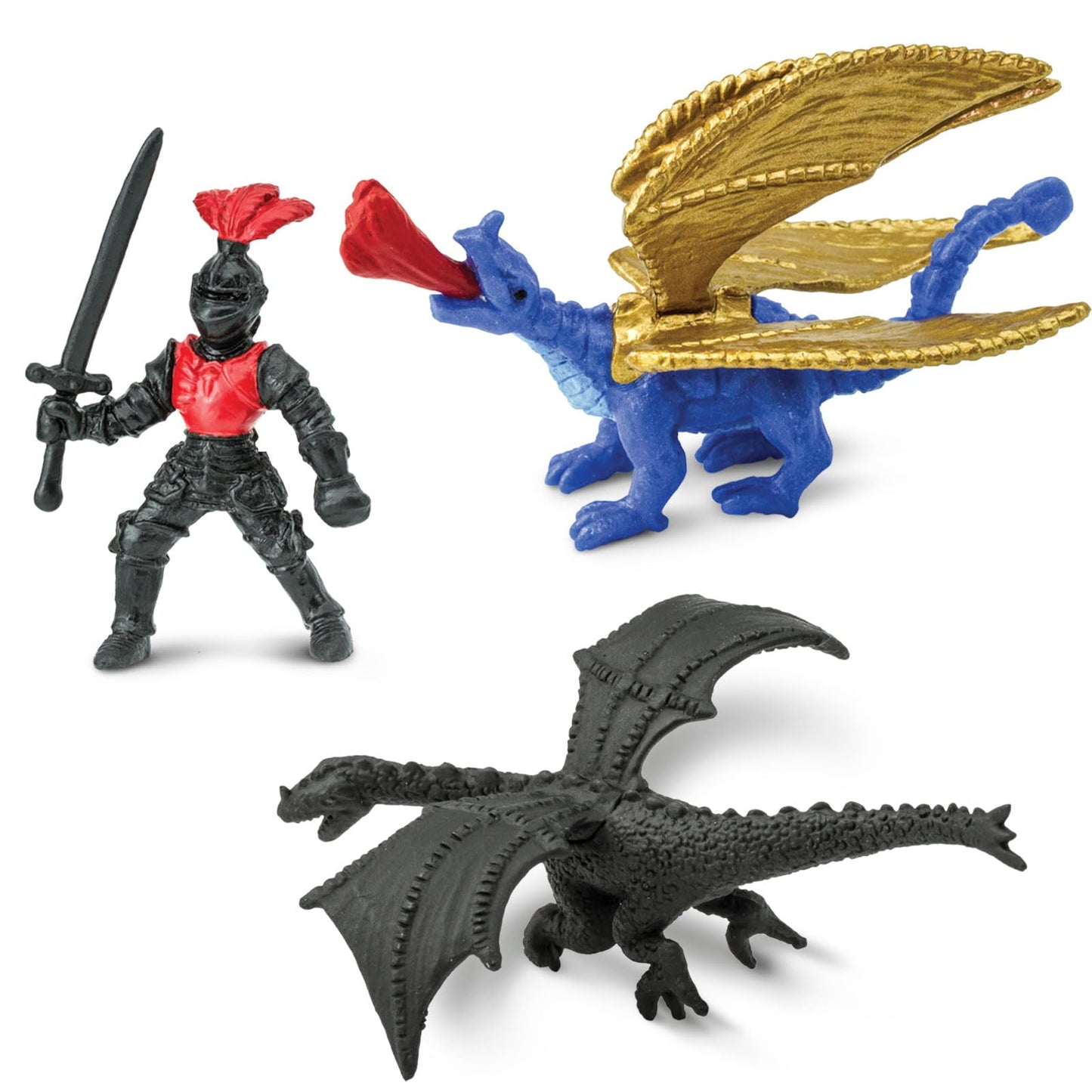 Safari Ltd Knights & Dragons TOOB - 9 Mini Figurines with Knights, Drake, Tiamat, Wyvern, and Peluda Dragon - Toy Figures for Boys, Girls & Kids Ages
