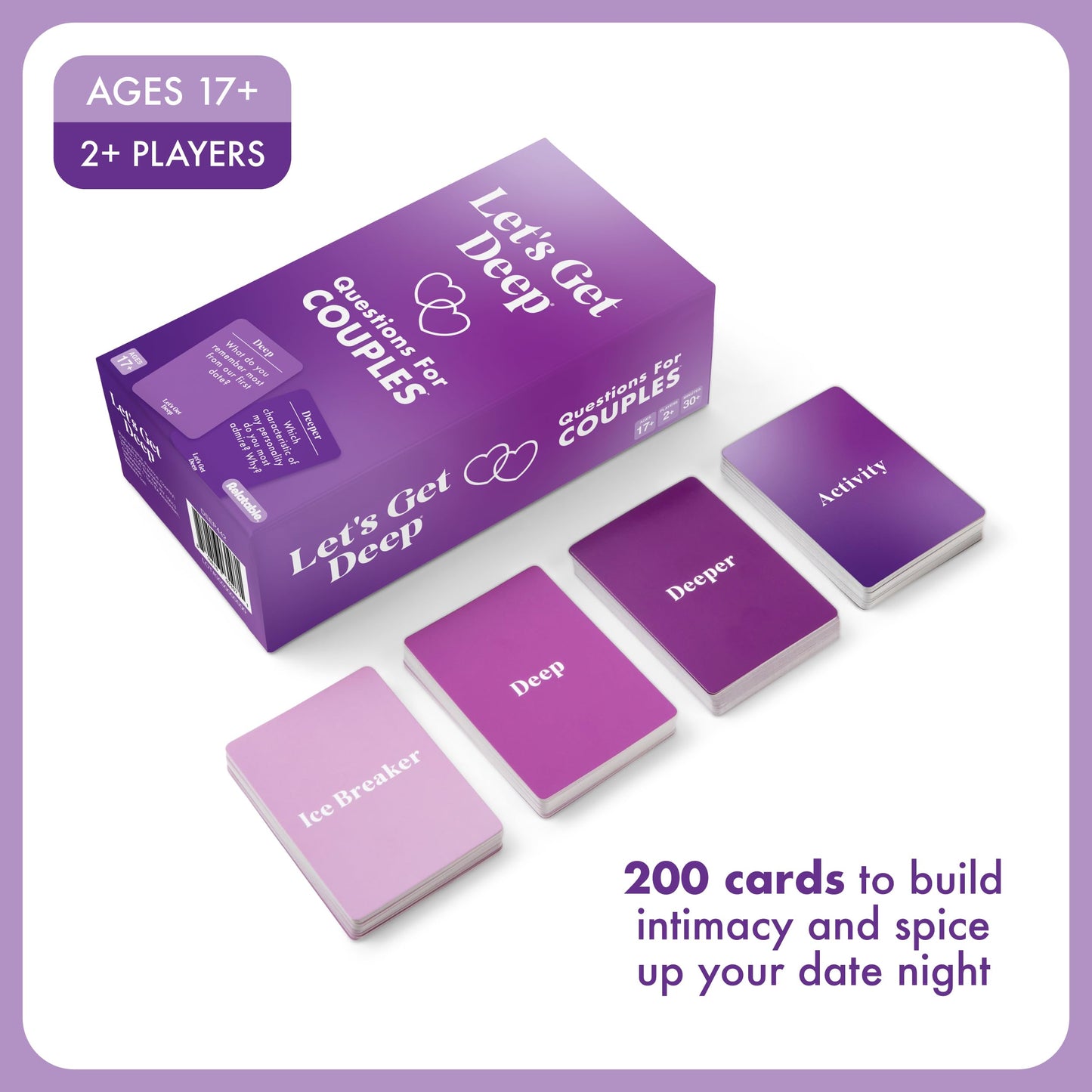Let's Get Deep by Relatable, A Question Card Game for Couples, Great for Date Night Ideas, Couples Gifts, Wedding Gifts, and Long Distance