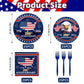 100 Pcs 250th Anniversary Party Supplies - Serves 25, Red White Blue Disposable Tableware, Includes Paper Plates, Napkins, Plastic Forks for 1776-2026