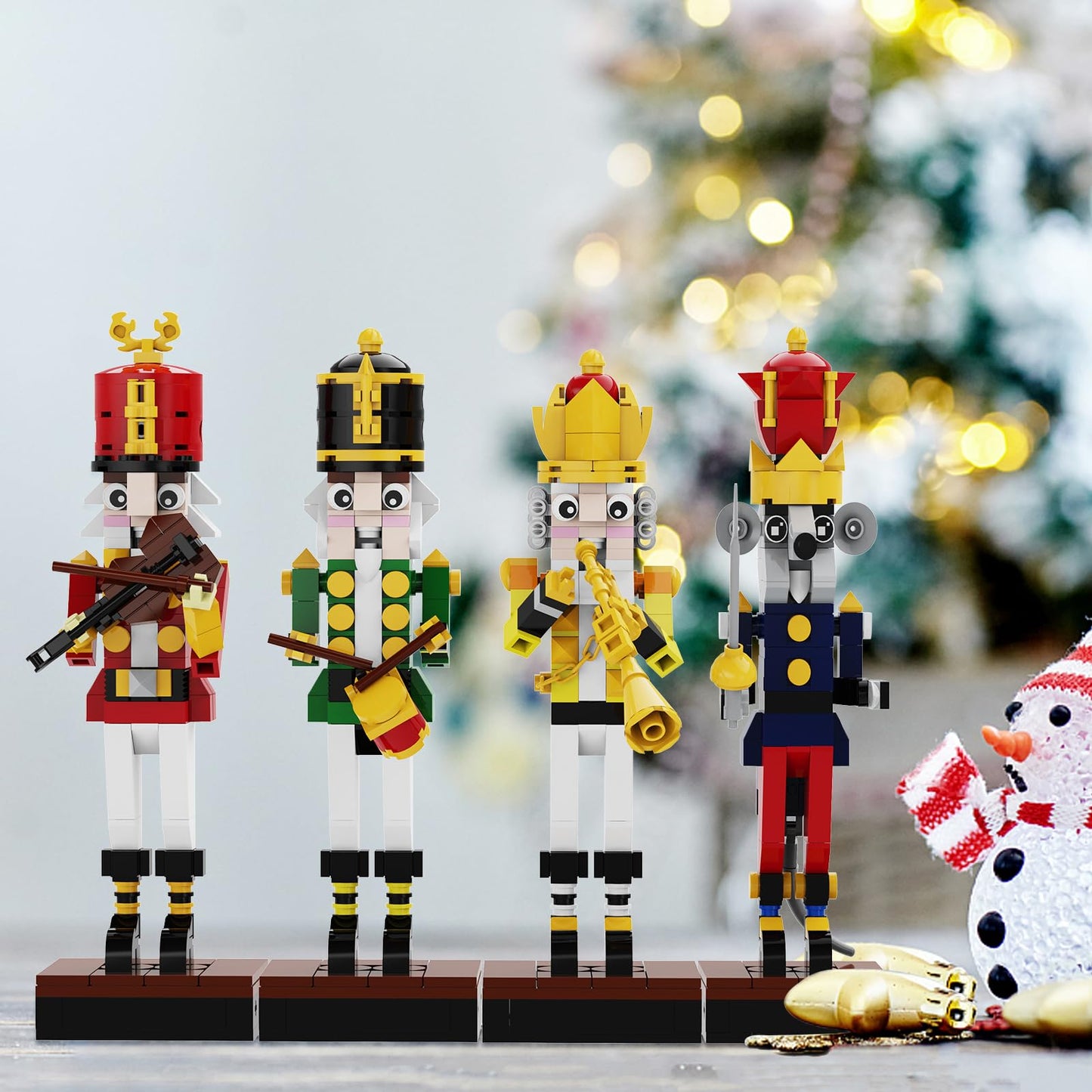 Christmas Nutcracker Building Kit - Xmas King and Soldier Set, a 4-in-1 for Teenagers as Puzzle Toys, Compatible with Lego for Desktop Ornament Model