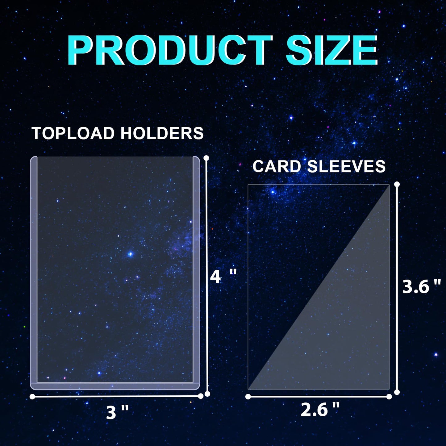 200ct Card Sleeves Top Loaders for Cards - Toploads for Cards, 3"x4" Hard Plastic Protectors & Clear Rigid for Trading, Sports, Baseball Cards (100