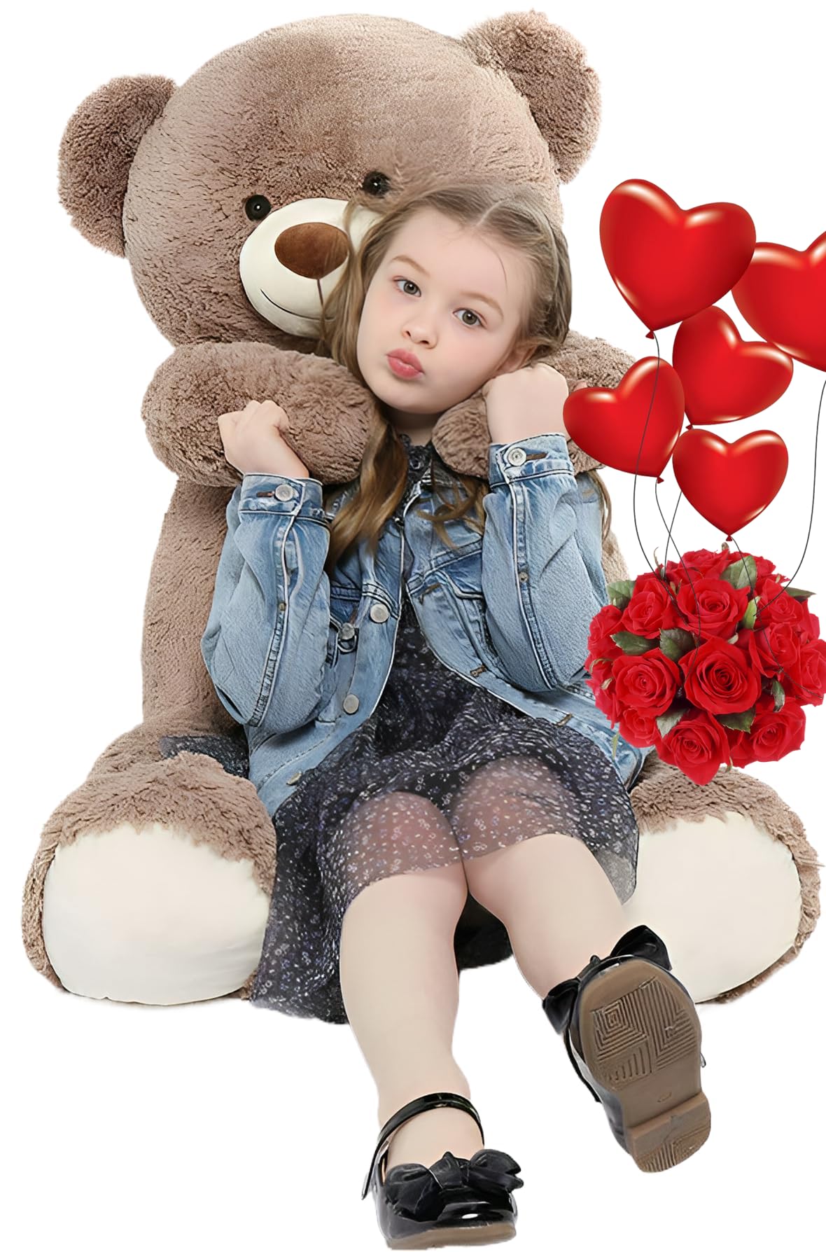 Tezituor Big Teddy Bear,40'' Giant Stuffed Animal Plush Toys,Life Size Teddy Bear Plushie Gifts for Adult & Children Kids Boys Girls or Kids,Soft Bear
