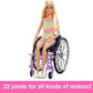 Barbie Doll with Wheelchair and Ramp, Kids Toys and Gifts, Blonde, Barbie Fashionistas, Rainbow Romper, Clothes and Accessories