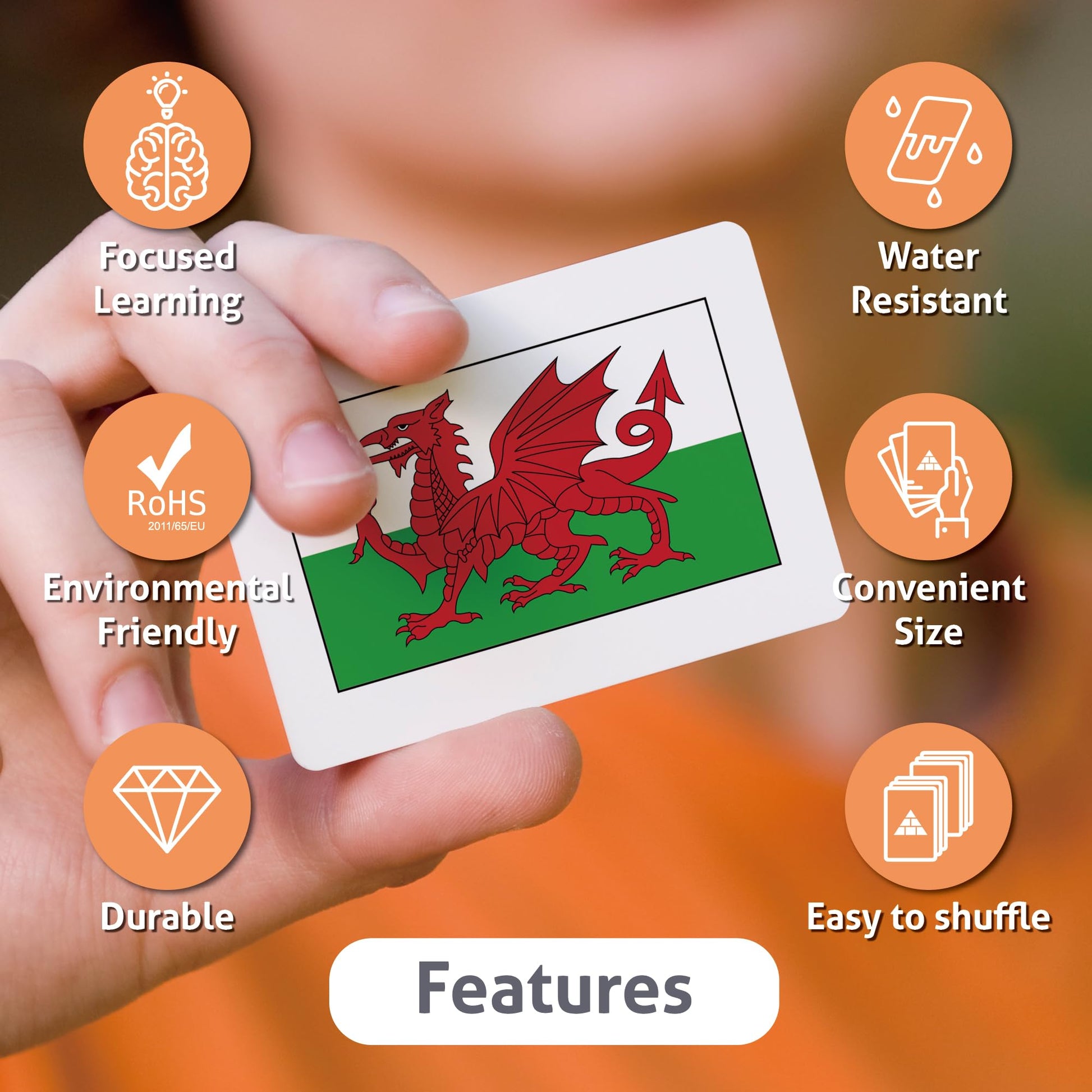 CARDDIA | Collection of Country Flags Educational Flashcards | 242 Flags with Country Names, Territory Shapes, Capitals & Continents | Durable