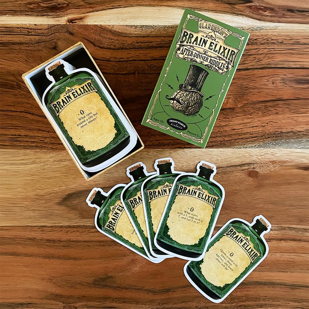Front Porch Classics Brain Elixir - After Dinner RIDDLES Cards, Package may vary