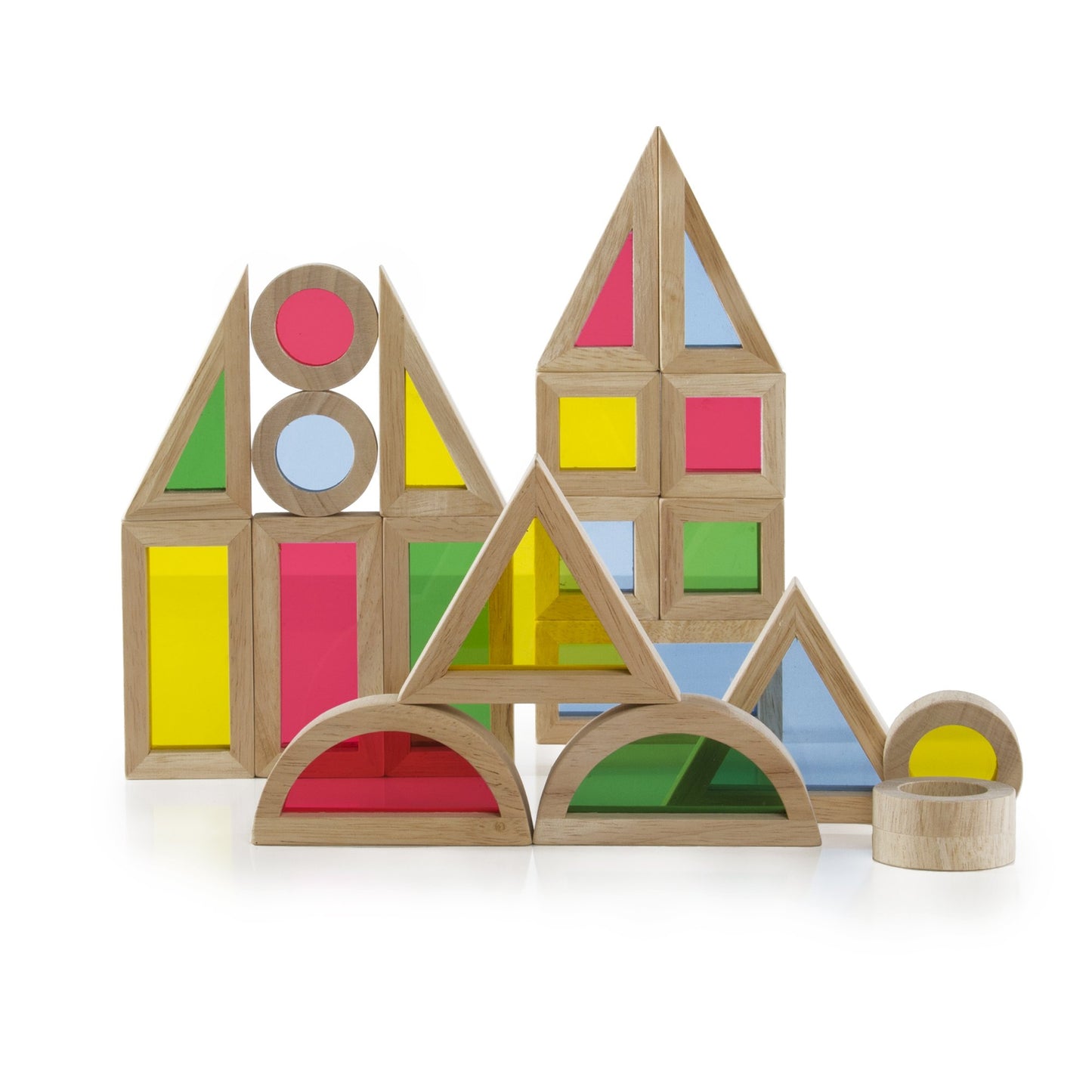 Guidecraft Jr. Rainbow Blocks: 40 Piece Set - Kids Learning & Educational Toys, Stacking Blocks