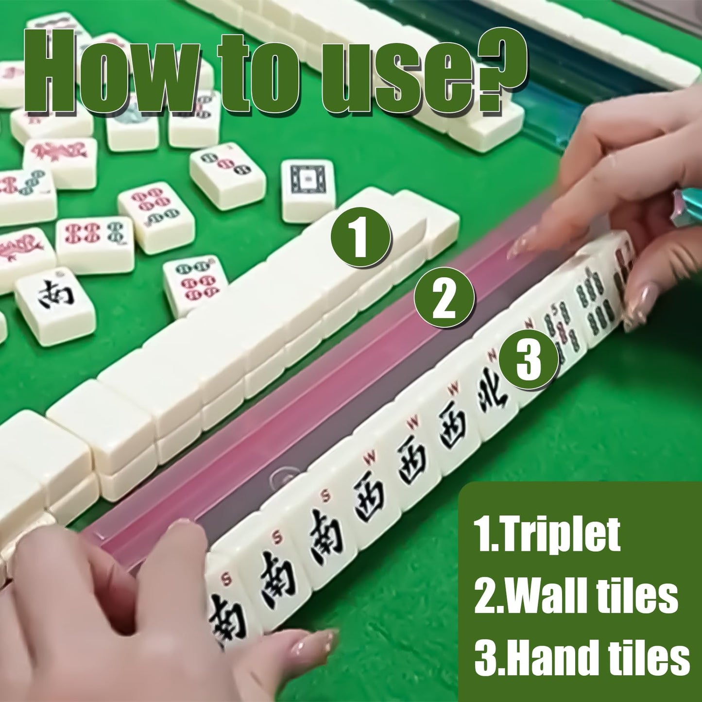 VICOMY 4 Pcs Mahjong Racks with Pushers, All-in-One Tile Rack & Pusher,Modern Clear Acrylic American Majiang Tile Racks,Multi Color