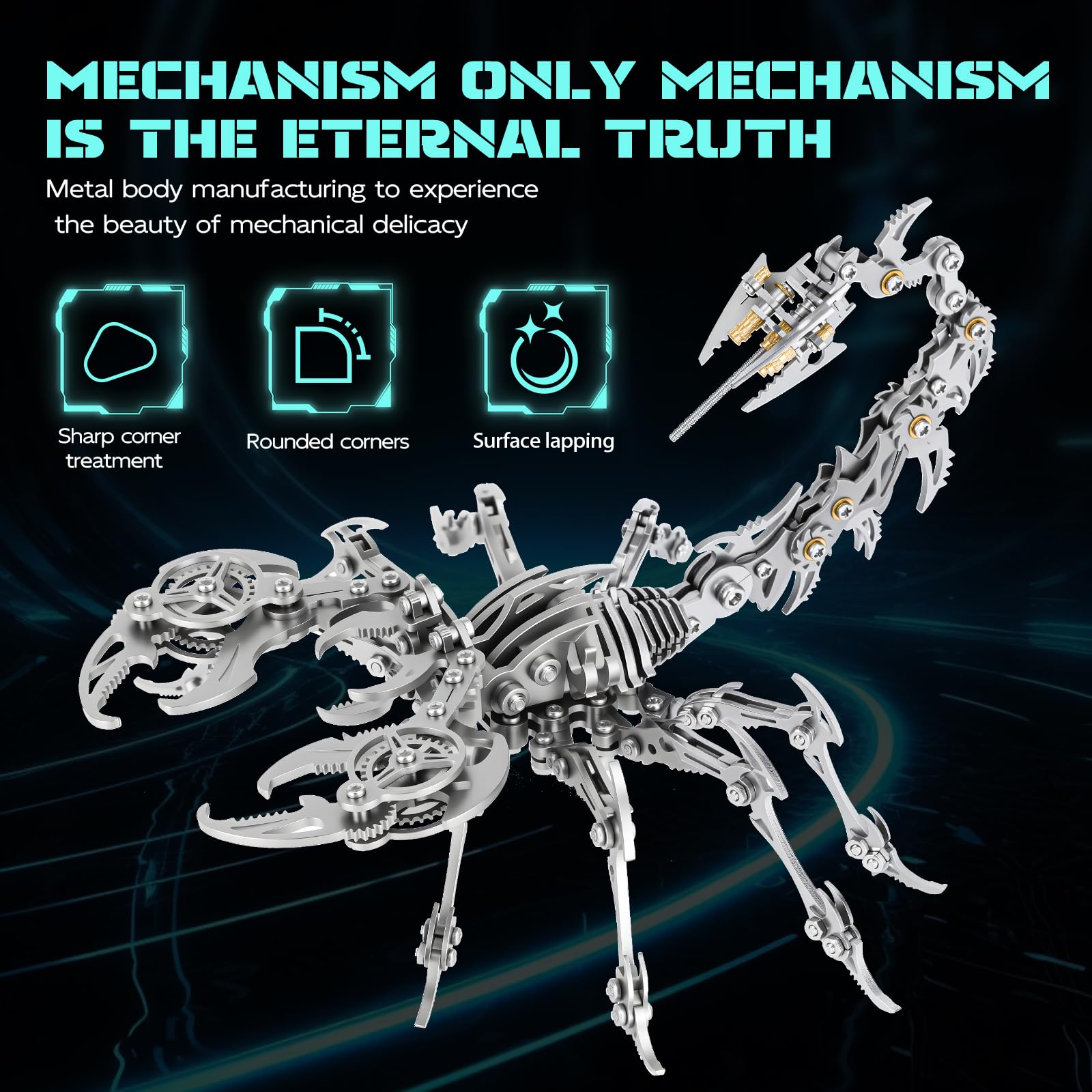 LONGPIN 3D Metal Scorpion Puzzle - Laser-Cut DIY Challenge, Lifelike Collectible Decor for Adults & Teens, for Puzzle Enthusiasts & Nature
