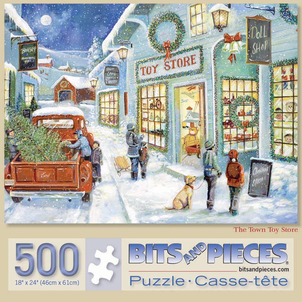 Bits and Pieces - 500 Piece Jigsaw Puzzle for Adults - The Town Toy Store - Jigsaw Puzzle by Artist Ruane Manning, Completed Puzzle Size: 18" x 24"