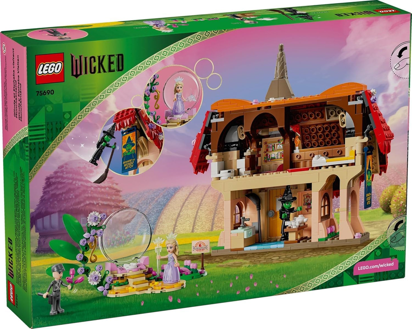 LEGO Wicked 75690 Glinda & Elphaba Visit Munchkinland Building Set - Musical Fantasy Playset with Minifigures & Accessories, Collectible Gift for Fans