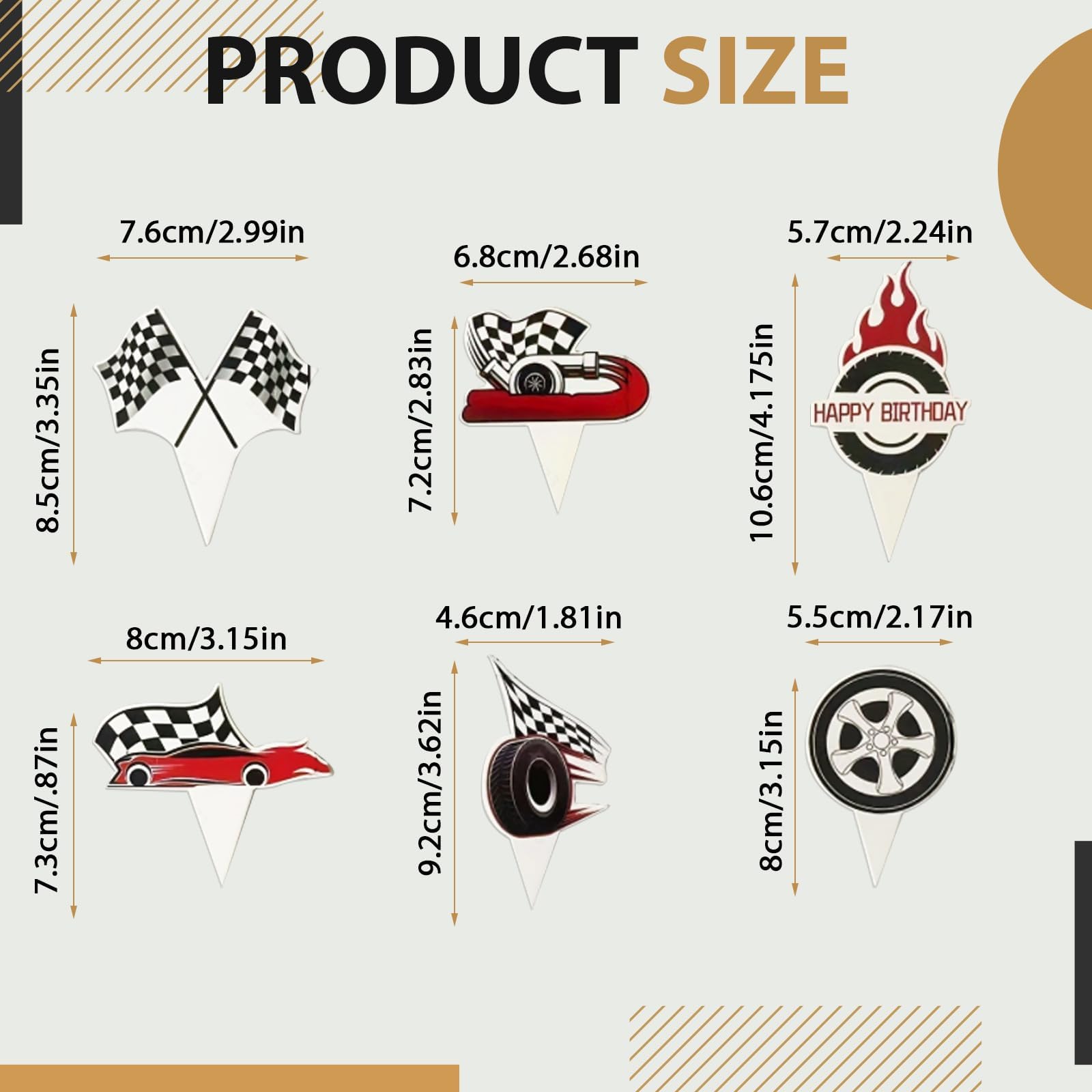 24 PCS Hot Cars Cupcake Toppers Race Car Cake Decorations Checkered Theme Cake Decoration for Boy Girl Baby Shower Birthday Party Cake Decors Supplies