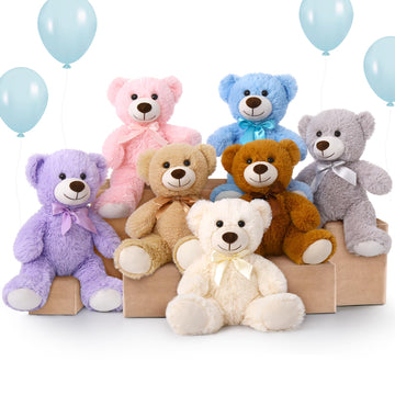 MorisMos Bulk Teddy Bear Stuffed Animals Plush Toys for Kids, 14 inch Teddy Bear for Baby Shower Centerpiece Decorations, 7-Pack Small Stuffed Animal