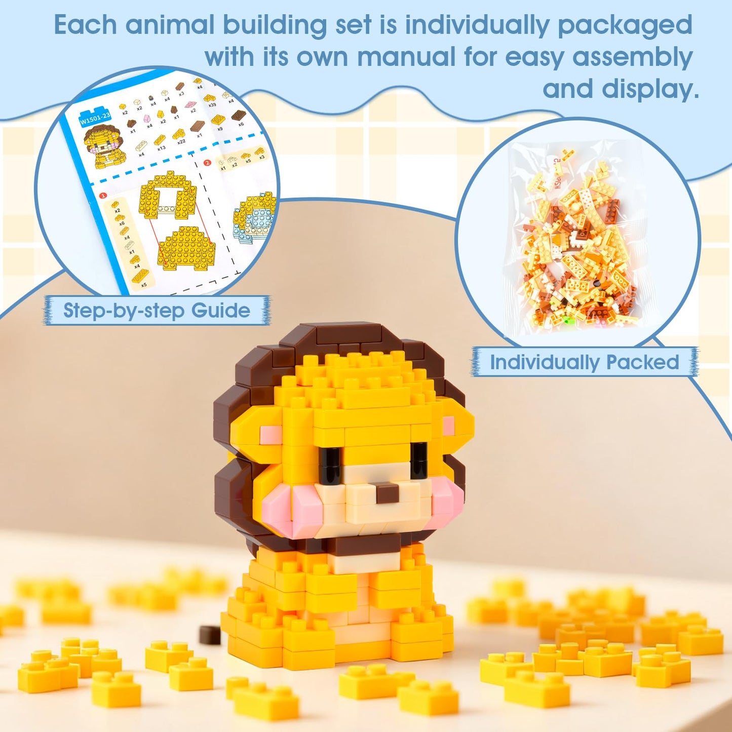 HIGH GODO Animal Party Favors Building Blocks, 12 Pack Mini Animals Building Set, Goodie Bag Stuffers, Classroom Small Prize Toys Gifts for Adults