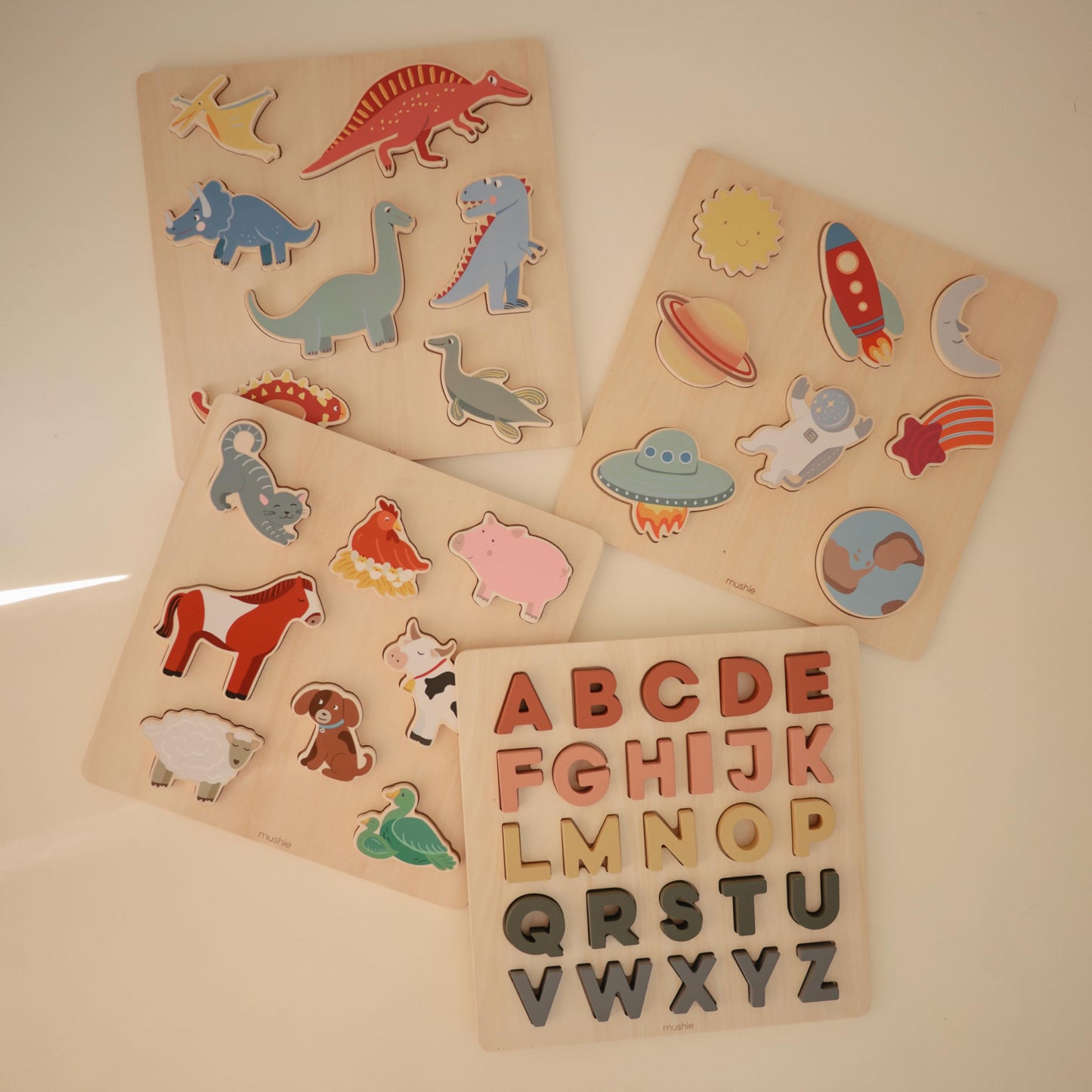 mushie Wooden Space Puzzle | for Kids 3 Years+ | Preschool Educational & Toddler Montessori Toys (8 pcs)