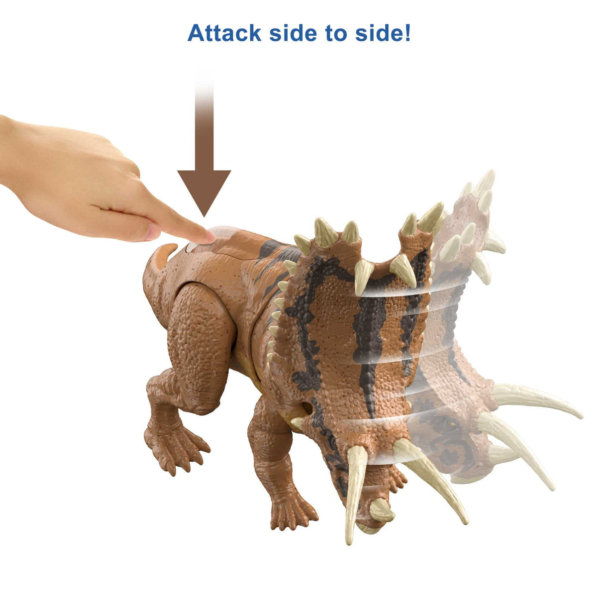 Mattel Jurassic World Mega Destroyers Dinosaur Action Figure, Pentaceratops Dino Toy with Attack Motion & Breakaway Accessory