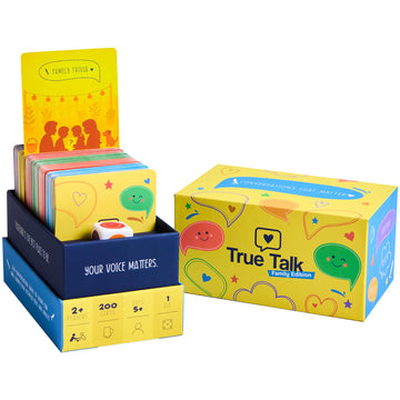 True Talk Family Edition Conversation Starter Card Game, 200 Conversation Cards for Kids and Families, Screen Free Family Game for Dinner, Game Night