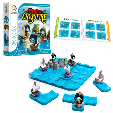 SmartGames Pirates Crossfire - Strategy Logic Game with 4 Playing Modes and 80 Challenges for Ages 7+