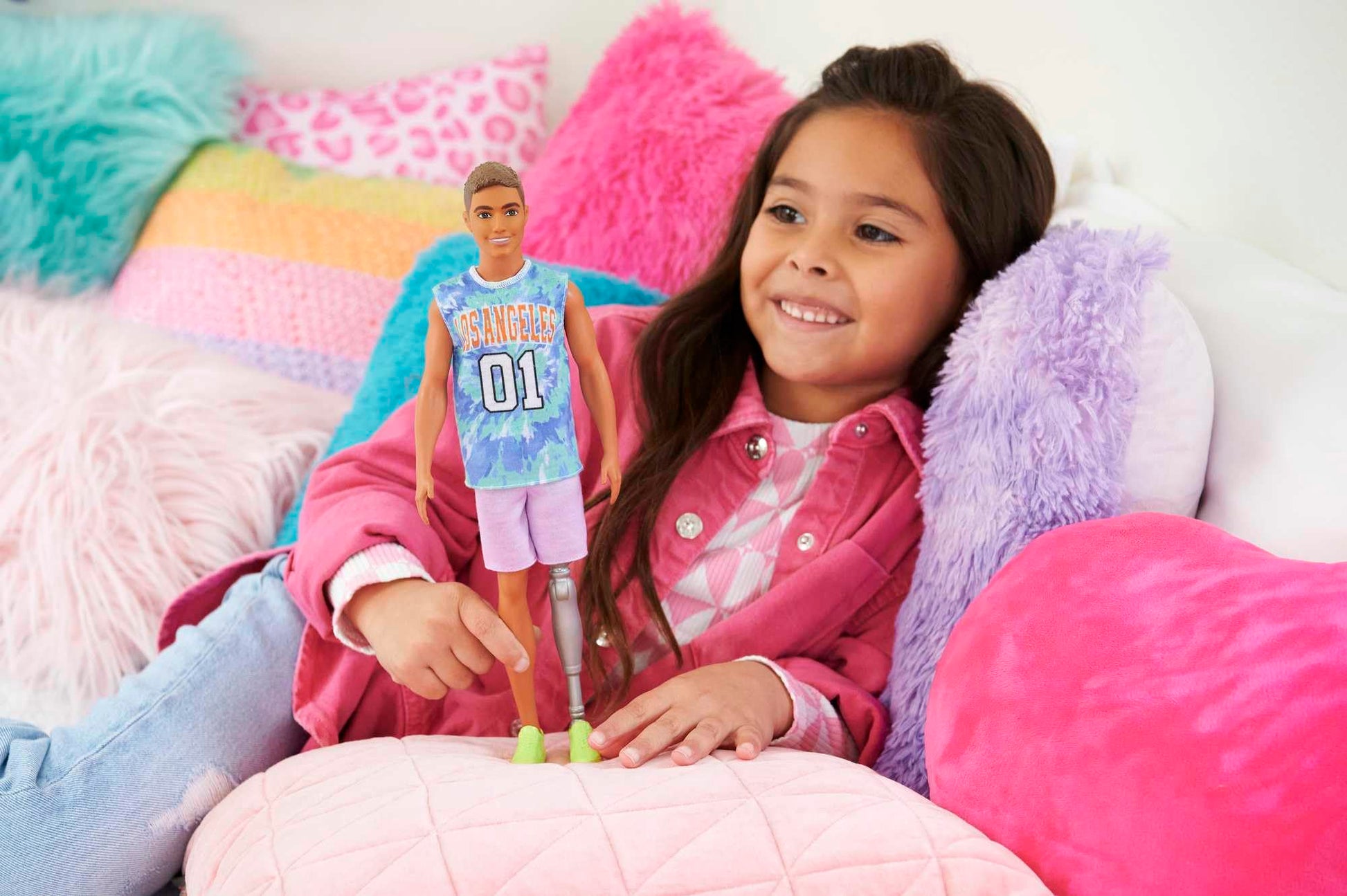 Barbie Fashionistas Ken Fashion Doll #212 with Prosthetic Leg Wearing Removable Los Angeles Jersey, Purple Shorts & Sneakers
