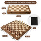 Durpeak Magnetic Wooden Chess Set, 2 Extra Queens, 15'' Folding Portable Travel Chessboard with Chess Pieces Storage Slots for Professional Tournament