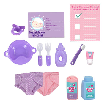 New Adventures Cuddle Kids: Play All Day - 17 pc 10' Baby Doll Playset, Children's Pretend Play, Ages 2+