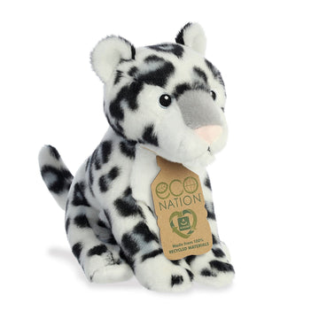Aurora® Responsibly Made Eco Nation™ Snow Leopard Stuffed Animal - Ideal for Playtime Adventures - Perfect for Birthdays or Just Because - White 7.5