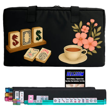 DEALZOOM American Mahjong Set Complete, Full Game with 166 Mahjong Tiles, Mahjong Racks with Pushers, Instructions, Dice, Chips, Wind Indicator