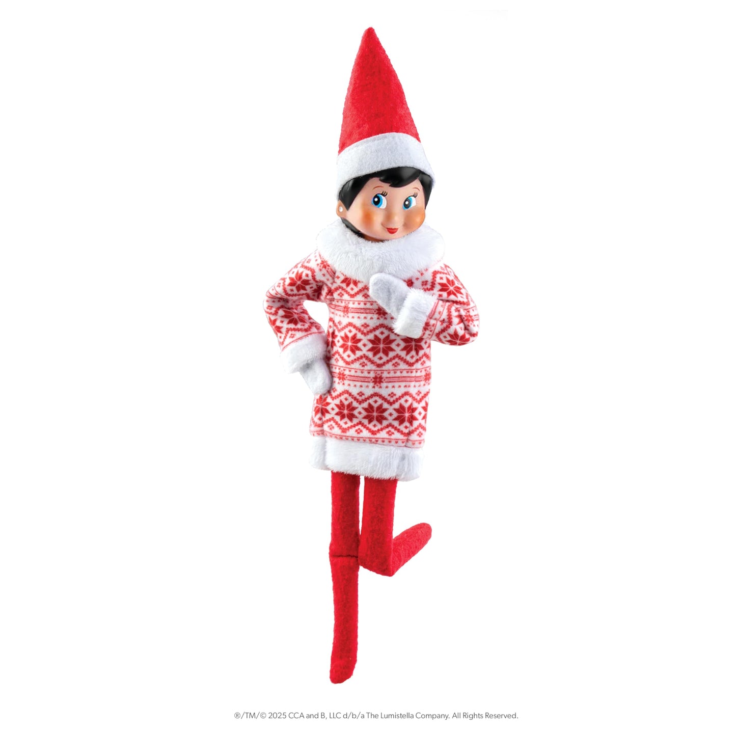 The Elf on the Shelf Scout Elf with Blue Eyes, Christmas Tradition Book Set with Claus Couture Snowflake Sweetie Fair Isle Dress, Red and White