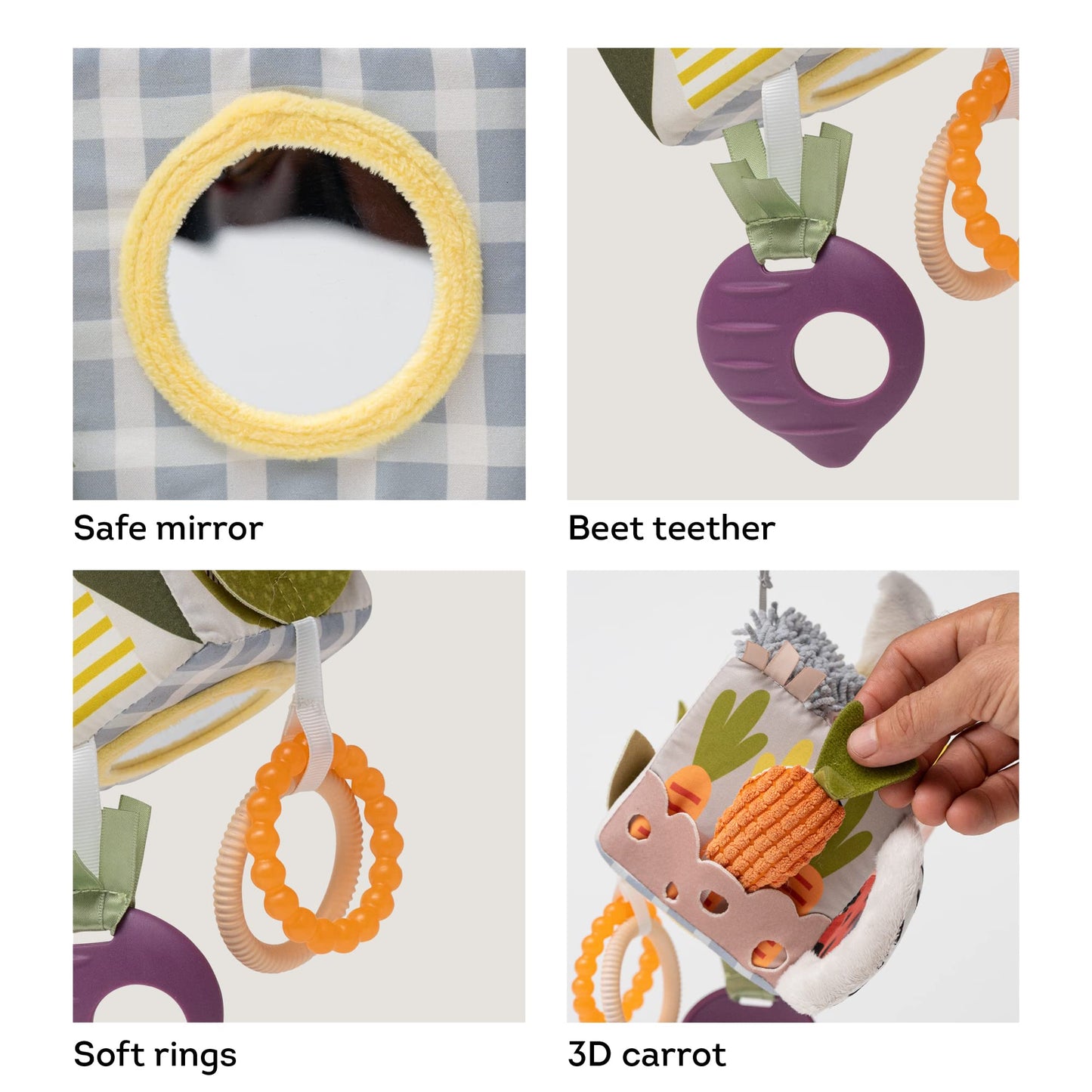 Taf Toys Activity Cube, Newborn & Baby Developmental Activity Toy. Use on Strollers, Bassinets, Crib & Car Seats. with A Mirror, Teether. Curiosity