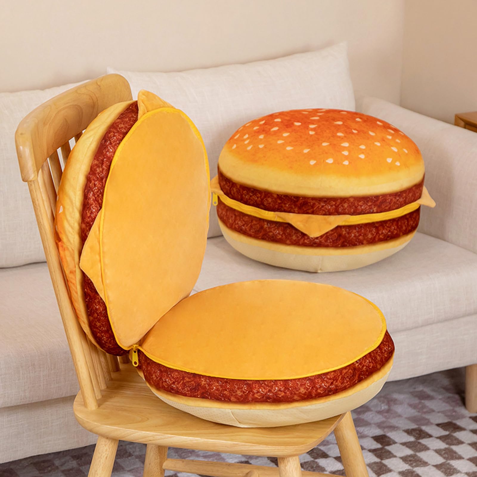 funnykitten Hamburger Plush Pillow, 3D Simulation Cheeseburger Pillow Burger Plush Hugging Pillow Cushion Funny Food Plush Pillows Toy for Home Decor