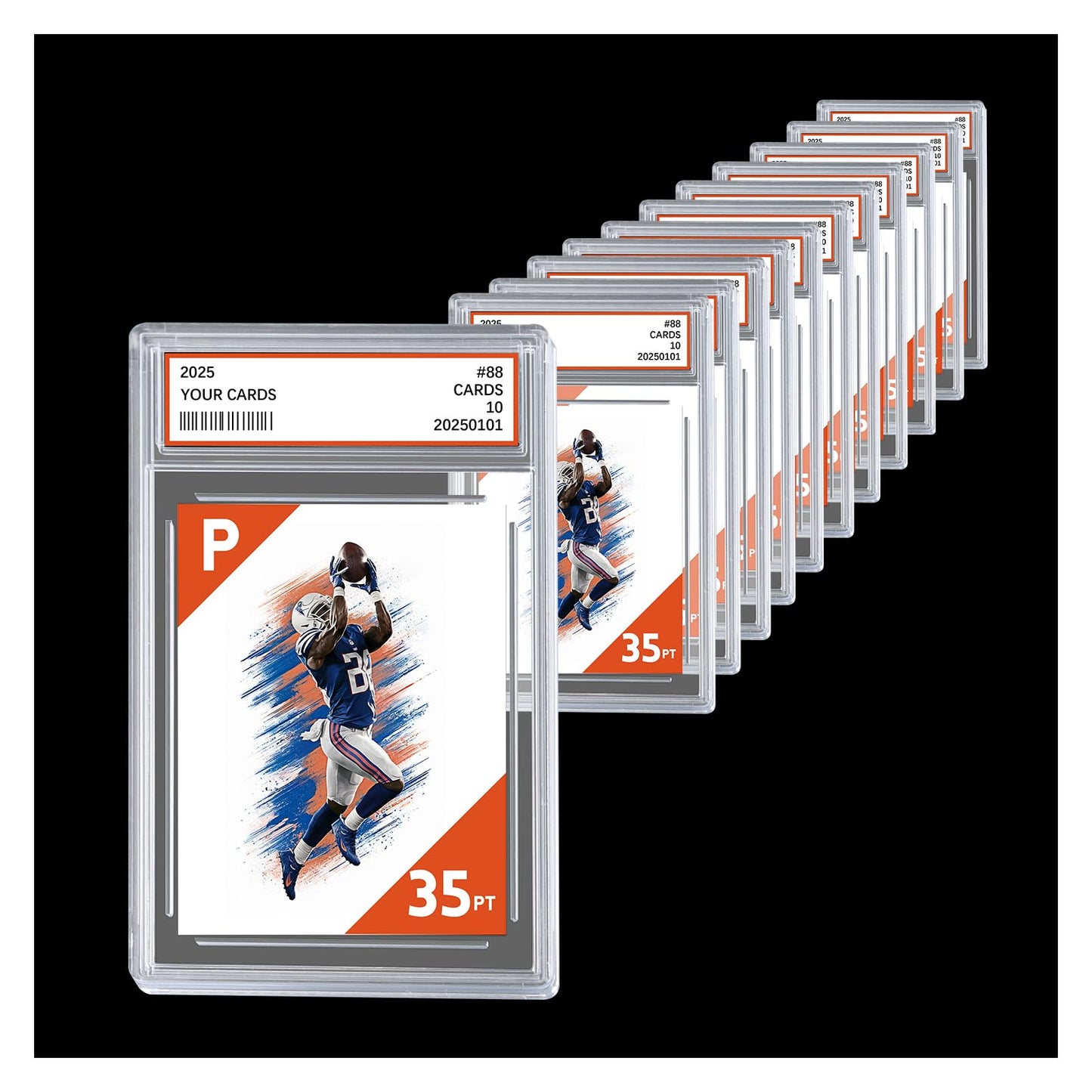 12ct Graded Card Slab - Card Case Holder for TCG, UV Resistant Acrylic Hard Sleeves with Label Position, for Standard Baseball Sport Game Collector