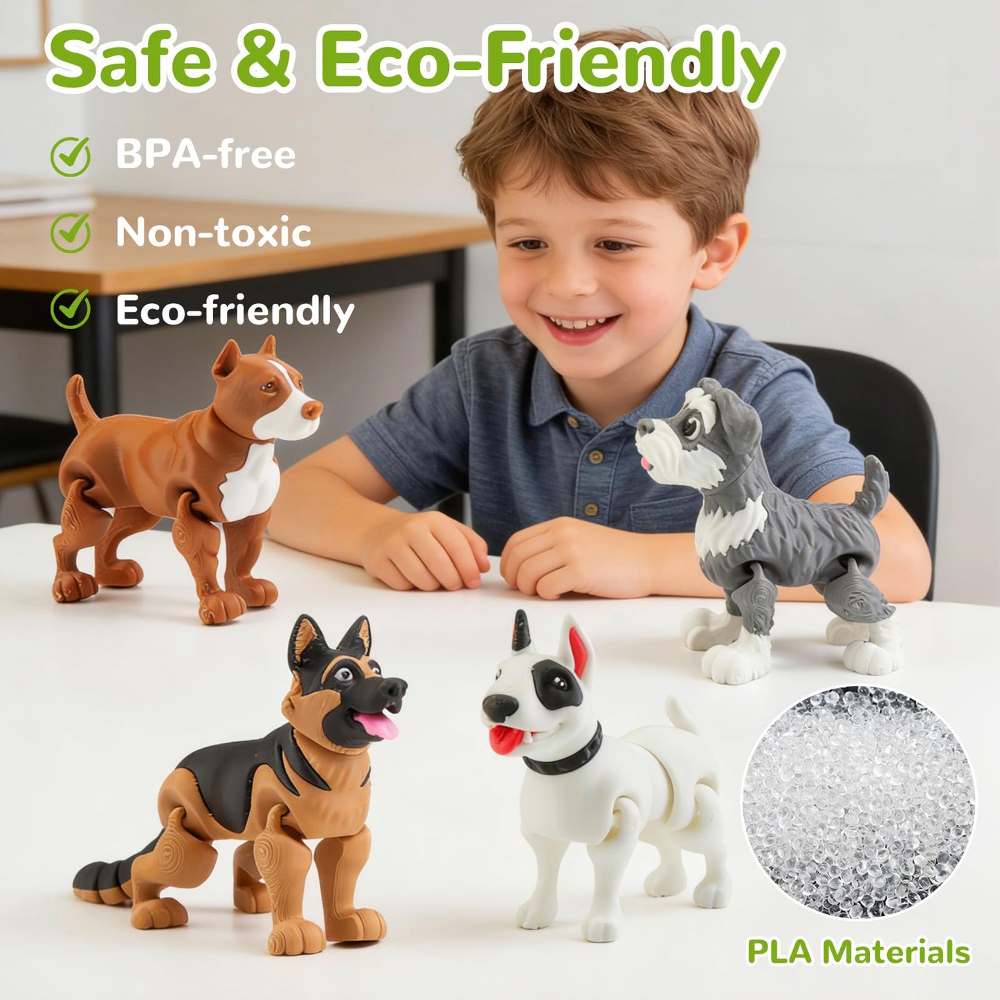 VDEZX 6PCS 3D Printed Dogs Toys, 3-5" Realistic Large 3D Printed Animals Figurines, Articulated Flexible Fidget for Goodie Bags Party Favors Birthday