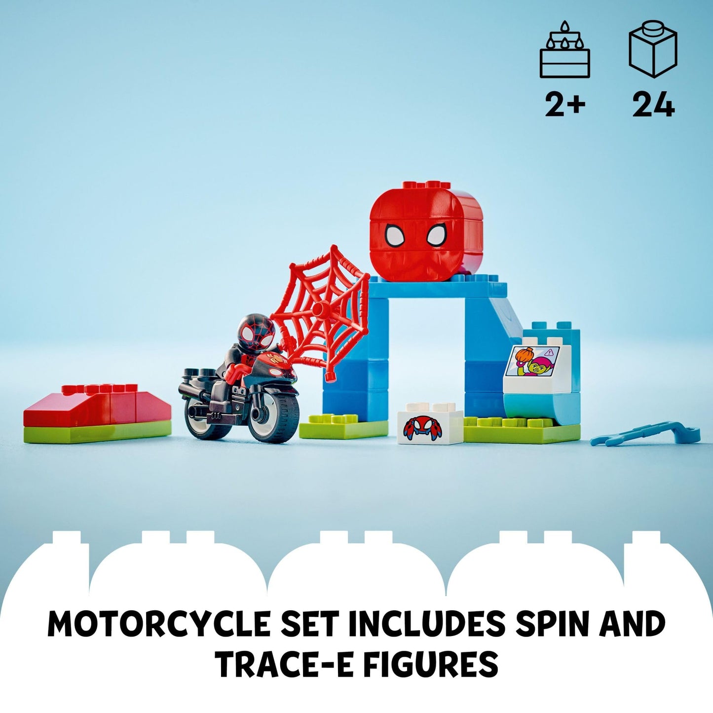 LEGO DUPLO Marvel Spin's Motorcycle Adventure Building Toys Playset - Spidey and His Amazing Friends Toys for Toddlers, Boys & Girls, Ages 2+ Years -
