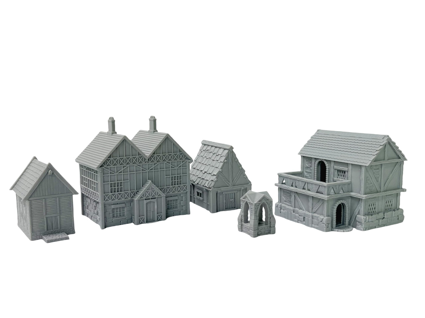 HAUTICO Tabletop Miniature Little Town Building Terrains for RPG War Games - 18mm Scale Scenery with Medieval Style, Dioramas Building Set, Paintable