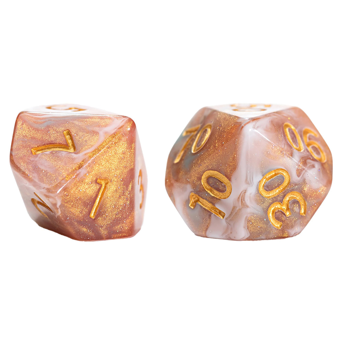 Gate Keeper Games and Dice: Aether Dice: Heavenly - 7pc RPG Set, Gold, Rouge, White & Blue w/ Holographic Glitter, Resin Dice for Role Playing Games