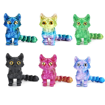 Hsodnr 3D Printed Animals, 3D Printed Cat Figures, Decorative 3D Printed Stuff for Home and Office, Perfect Desk Pets for All Age (6pcs)