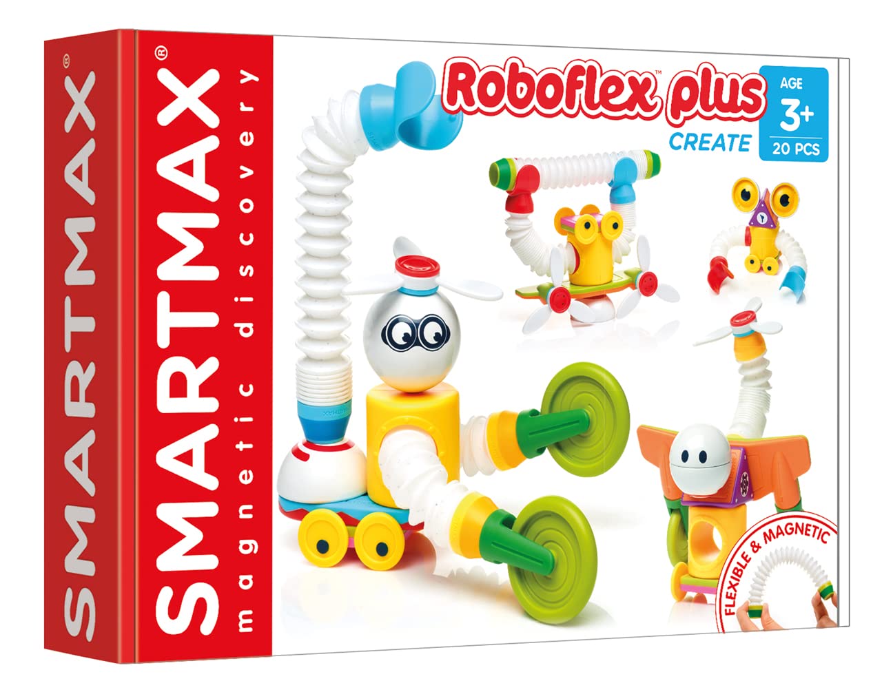 SmartMax Roboflex Plus - Magnetic STEM Building Set with Flexible Bars for Creative Robot and Engineering Play for Ages 3+