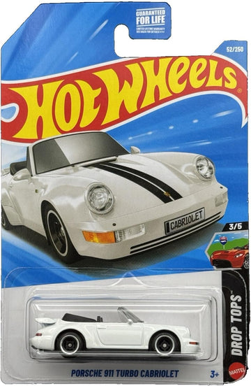 Hot Wheels Porsche 911 Turbo Cabriolet [White] Drop Tops 3/5, 52/250, 1:64 Scale Diecast Toy Vehicle