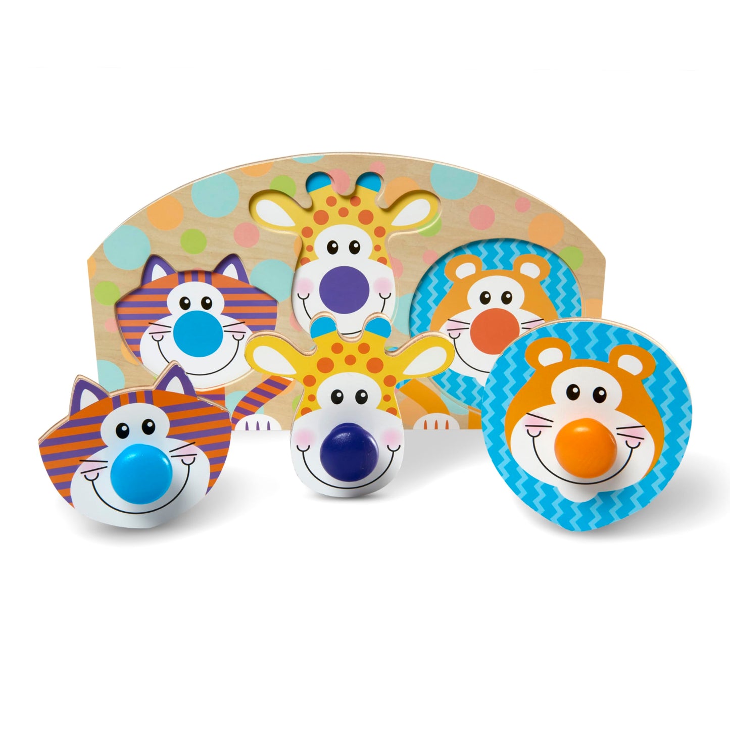 Melissa & Doug First Play Wooden Jumbo Knob Safari Animal Puzzle (3 pcs) Large Puzzles for Babies and Toddlers Ages 1+