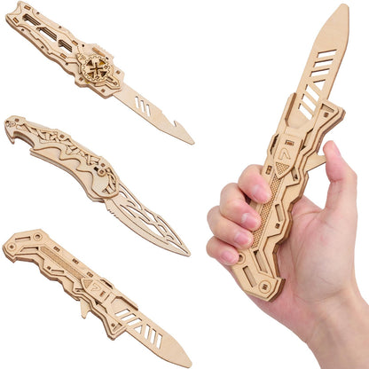 Uplike 3D Wooden Puzzle for Adults: 3-in-1 DIY Wooden Puzzles Knife Kit - 134 Pcs Brain Teaser Mechanical Model Building Toy for Adult Hobby - Wooden