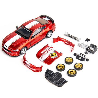 TGRCM-CZ 1/42 Ford Mustang Model, DIY Car Kit, Educational Building Toy, Children's Gift, Red
