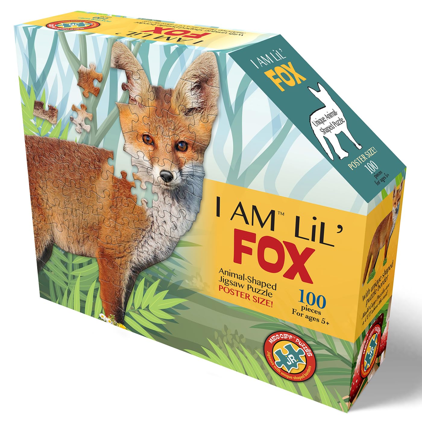 Madd Capp LiL' FOX 100 Piece Jigsaw Puzzle For Ages 5+ - 4001 - Unique Animal-Shaped Border, Poster Size when completed, Puzzle Pieces Are Oversized
