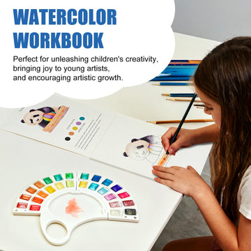 Watercolor Workbook, Water Coloring Book with 13 Pages 300GSM Paper, 26 Colors Watercolor Paint Set with Brush & Storage Bag, Beginner-Friendly