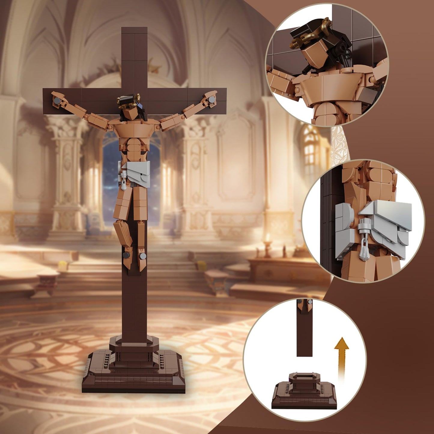 Vziimo Jesus Cross Building Set, Little Jesus Crucifix Building Block, Religious Creative Toys for Home Office Decor, Christian Toys Father Day