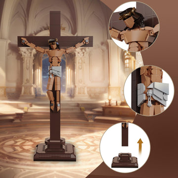 Vziimo Jesus Cross Building Set, Little Jesus Crucifix Building Block, Religious Creative Toys for Home Office Decor, Christian Toys Father Day