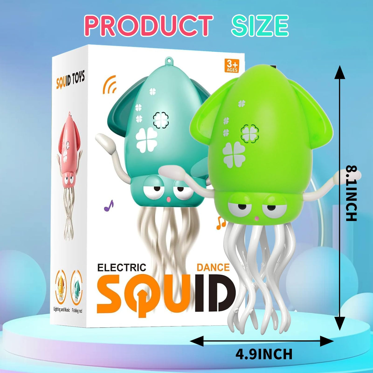 DYALE Dancing Squid Baby Toy, Dancing Music Squid Baby Toys for Ages 3 and Up for Kids,Light Green