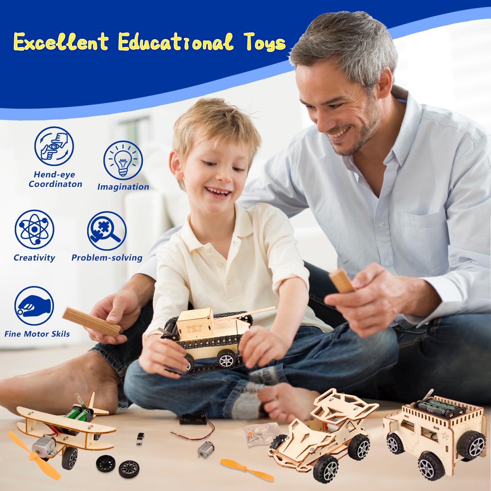 6-in-1 STEM Kits for Kids Age 8-12, Educational STEM Toys for Boys and Girls, Wooden Building Kit for Kids STEM Science Experiments Kit, Ideal