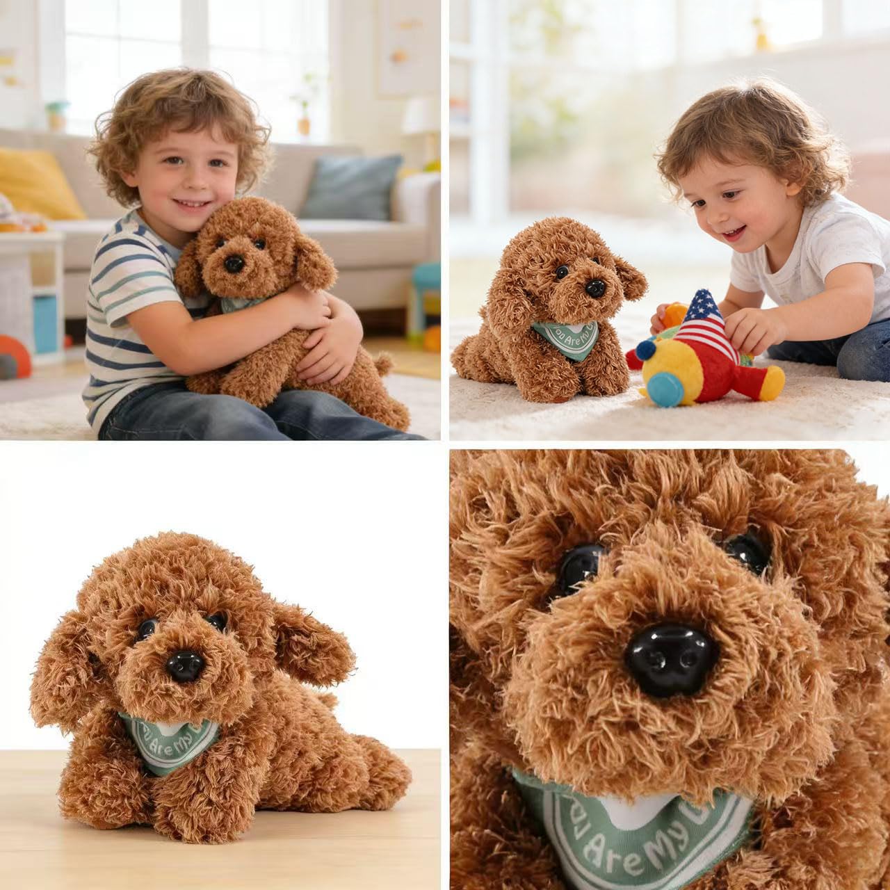 KIRIGAMI Dog Stuffed Animal, Golden Doodle Puppy Plush Toy with Realist Weighted Soft dog stuffed gift for kids?11 inches (Brown Color)